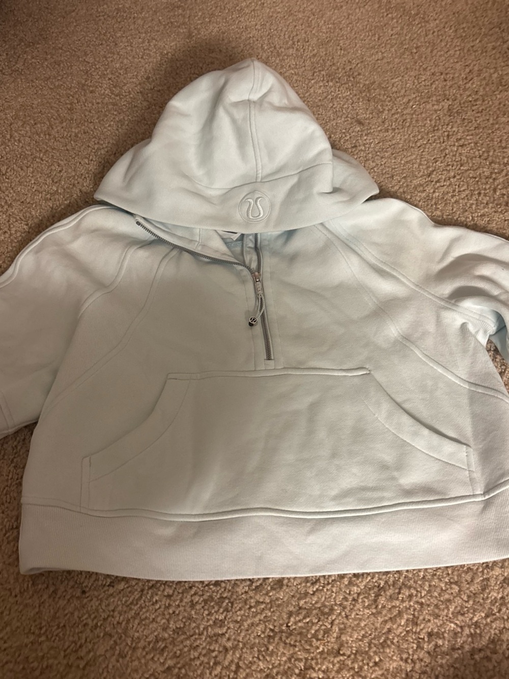 Light Blue Lululemon Quarter Zip Cropped Scuba
